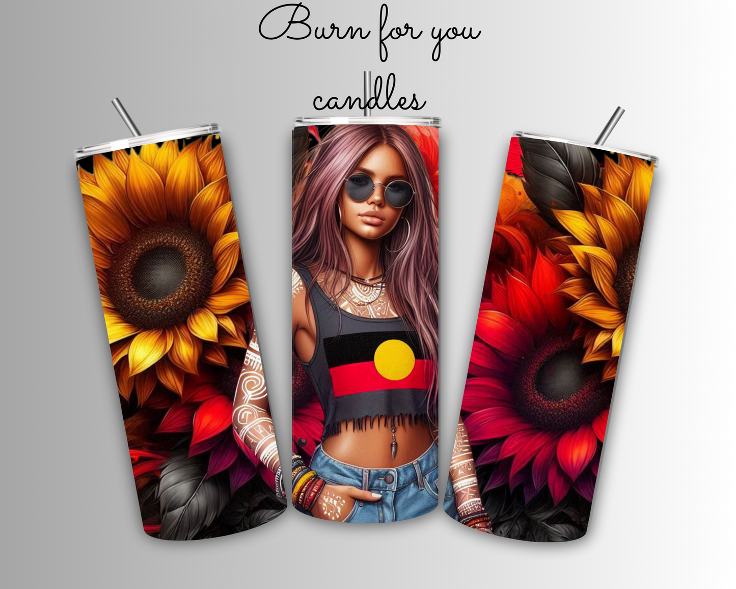 Indigenous Lady & Sunflowers