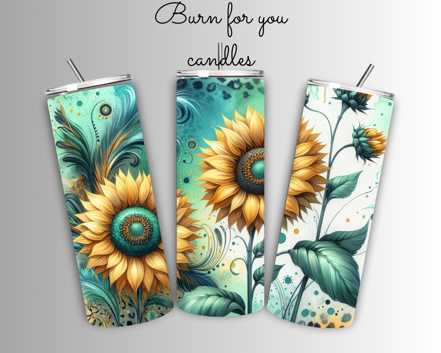 Teal and yellow sunflowers